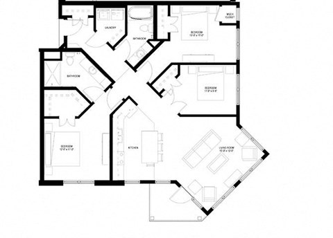 Floor plan for 3 beds, 2 baths, 1326 sqft
